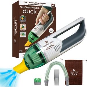 image:imageHorsepower Duck Compact Cordless Vacuum UltraPowerful Upgraded Battery for ExtraLong Run Time AS SEEN ON TV Strong Suction Easy to Store Portable amp Rechargeable Home amp Auto Duck GoldRegular Battery Life