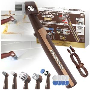 image:imageHorsepower Pocket Pony AS SEEN ON TV Waterproof Cordless PocketSized Oscillating Power Scrubber Deep Clean Tight Spaces Rechargeable Grout Lines Corners amp Detailing 5 Brush Heads amp LEDPocket Pony Gold