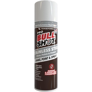 image:imageHorsepower Bull Shot Stainless Steel Cleaner Spray As Seen On TV Cleans Polishes amp Protects Removes Greasy Fingerprints amp Streaks